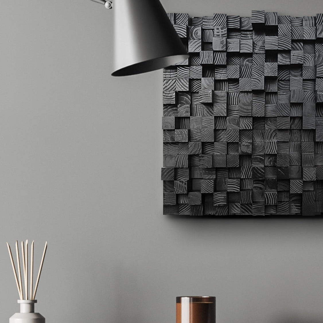 Premium Wooden Acoustic Panel - Studio Sound Diffuser, Decorative Soundproofing, Black Wood Pixel Art for Home & Professional Studios