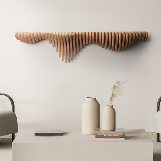Modern Wooden Floating Shelf – Parametric Design Wall Storage & Display