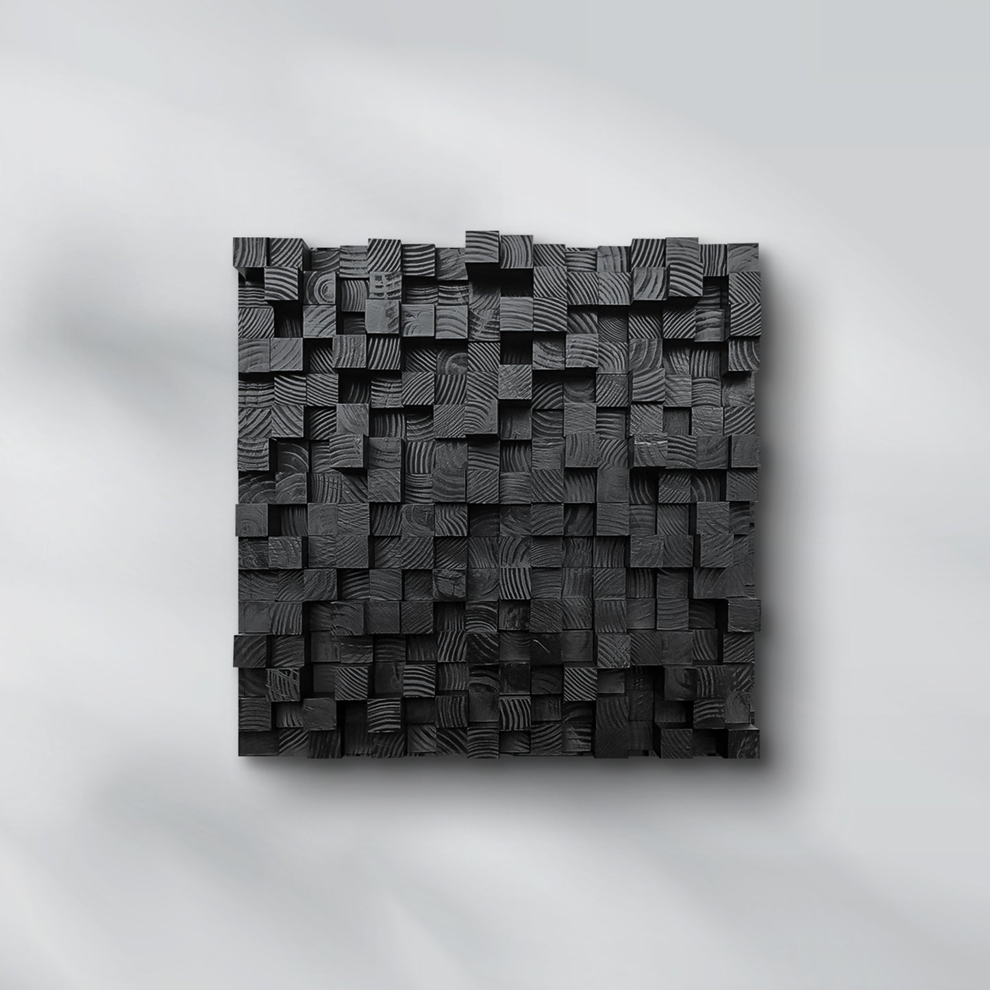 Premium Wooden Acoustic Panel - Studio Sound Diffuser, Decorative Soundproofing, Black Wood Pixel Art for Home & Professional Studios