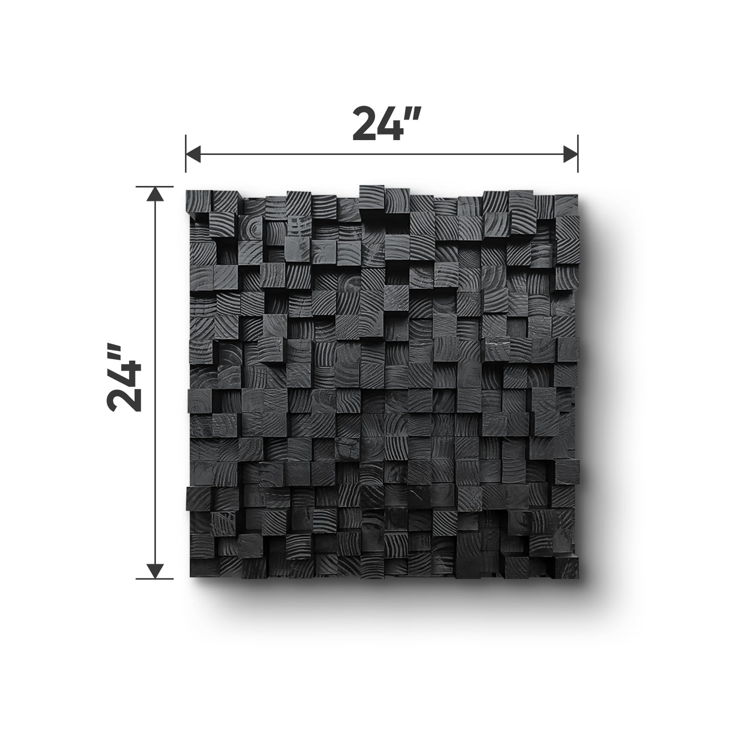 Premium Wooden Acoustic Panel - Studio Sound Diffuser, Decorative Soundproofing, Black Wood Pixel Art for Home & Professional Studios